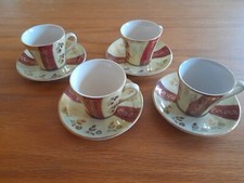 4-tlg. Service Geschirr Tassen Mokka Mocca Espresso 60er Jahre rot gold Shabby
