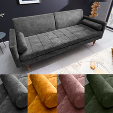 Modernes Schlafsofa COUTURE 200cm FARBWAHL Microvelours 3-Sitzer Couch
