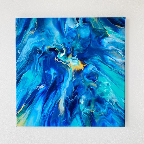 Abstraktes acryl pouring bild - acryl,