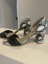 Heine Leder Schlange Sandalen Gr.41 Schwarz Weiß 