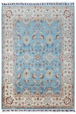 Teppich Orient Ziegler Ariana 120x180 cm 100% Wolle Handgeknüpft beige blau
