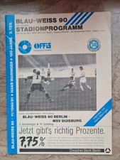 Programmheft 1990 Blau-Weiß 90 Berlin - MSV Duisburg Bundesliga