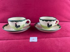 Zeller Keramik - Hahn und Henne - 2er Set Kaffeetasse  / Tasse mit Untertasse