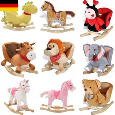 Schaukeltier Schaukelpferd Plüsch Schaukelspielzeig Wippe Holz für Kinder Baby 