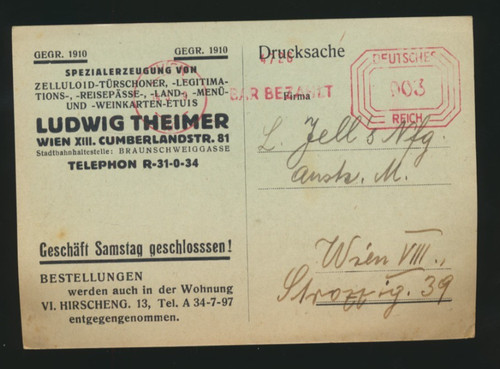 Geschäfts postkarte 1959 aus - geschäfts-postkarte,
