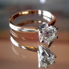 Solitär 585 (14k) Gelbgold Diamantring mit echtem Diamant Brillant wunderschön