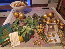 Weihnachtsdeko, Gold Grün, Kugeln, Bastelmaterial, Engelshaar, uvm teilweise neu