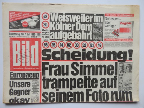 Bild zeitung vom 1983 - vom, 7.07.1983