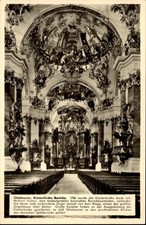 Ottobeuren Postkarte 1953 Klosterkirche Basilika Inneres Mittelgang Decke Altar
