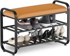 Nixaruy Schuhbank 3-stöckiges Schuhregal Sitzbank für Eingangsbereich Braun