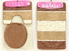 Badgarnitur  Badezimmergarnitur 3-Teilig Set 80 x 50cm WC Vorleger Badteppich