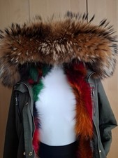 Luxus Parka Jacke 3 in 1  Gr. 34 - 36  Echt Fuchs Pelzjacke Gr. XS-S Raccon Fell