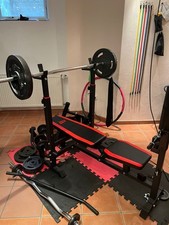 Multifunktionale Hop-Sport Hantelbank mit Zubehör (Lang-/SZ-/Kurzhanteln)