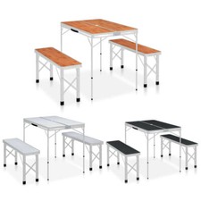 Alu Campingtisch Klapptisch Koffertisch mit 2 Bänken Sitzgruppe Gartentisch Neu