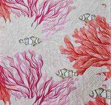 4 Servietten Koralle rot Fisch