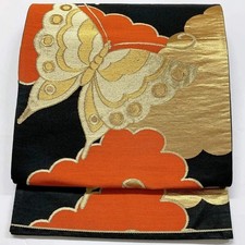 6041# Japanischer Vintage Fukuro Obi Gürtel Kimono Stoff Seide traditionell...