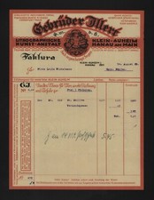 KLEIN-AUHEIM HANAU, Rechnung 1926, Gebrüder Illert GmbH Lithografische Kunst-Ans