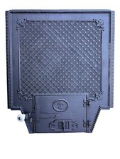 Antike Gusseisserne Ofenplatte mit Tür Ofentür Gussofen Gründerzeit Pfeilhammer