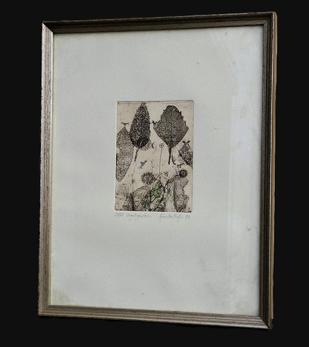 Farbradierung vogelgarten - farbradierung, „vogelgarten"