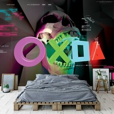 Vlies Fototapete 3D EFFEKT GAMING Totenkopf Gamer Schädel Skull Jugendzimmer 🎮