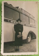 Foto ~1950: Hannover Auto Reisebus mit Dame Reisedienst Heinrich Koss Oldtimer