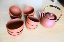 Kleine Teekanne aus Ton + 12 Trinkschälchen, Tonkeramik, China, Asien, gebraucht