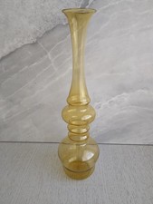 DDR Vase Rauchglas Blumenvase gelb getönt Glas Glasvase klar H 25cm