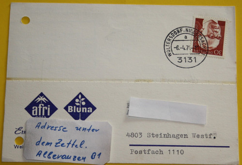 Postkarte dbp 638 - mi:,