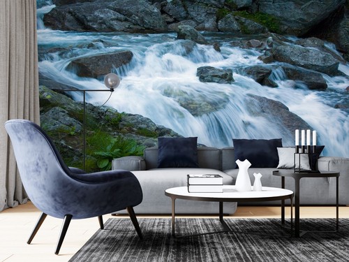 Wasserfall fluss steine - 3d,