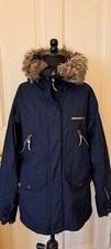 Didikriksons+Jacke+Outdoorjacke+Ronja+Gr.44+Blau+Kapuze+Fellbesatz+Logo+++++