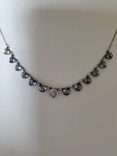 Jugendstil Silber Kette  Collier  13x Rheinkiesel  Silberschmuck