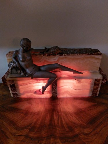 Art deco lampe alabaster - art,