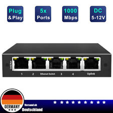5-Port Gigabit Desktop Netzwerk Switch Ethernet RJ45 LAN Verteiler HUB schwarz