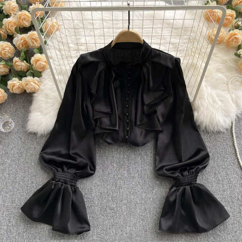 Mode damen satin top hemd - mode,