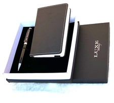 Metall Kugelschreiber / IHRE GRAVUR  / mit Pocket Lederstyle Notizbuch /  in Box