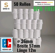 50x EC Cash Rollen Ø 36mm/B 57mm/L 12m Bonrollen Kassenrollen Thermorollen SEPA