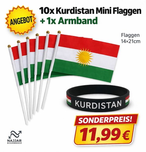 10x kurdistan mini flaggen - 10x,