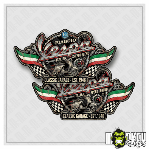 Vespa retro vintage sticker - retro,