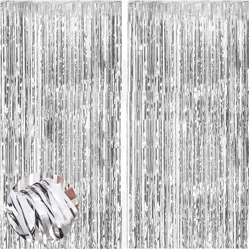 Silber lametta vorhänge 2er - silber,