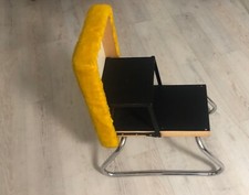 Klapptritt Tritt Sitzhocker Leiter 2 Stufen Vintage 60er 70er Jahre gelb Plüsch