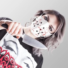 Maske Weiß Leder mit Spikes