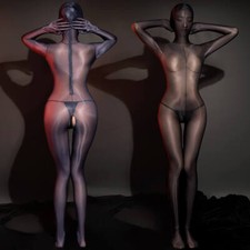 Damen Glänzend Body Overall