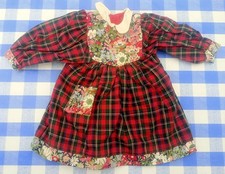 Vintage Käthe Kruse Kleid 31x24 cm Trachtenstil kariert mit Blumenmuster