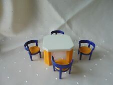 Playmobil Ersatzteil Tisch Esszimmer/Küche mit 4 Bistrostühlen blau Top zustand