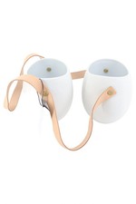 HüBSCH Hängetopf Weiß Keramik Leder Skandinavisch Modern H:53cm D:9cm