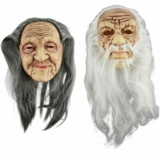 Oma Opa Maske alte Frau alter Mann mit Haaren Perücke grau weiß Hexe Zauberin
