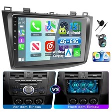 4+64G Android 15 CarPlay GPS Navi WIFI MIC BT Autoradio Für Mazda 3 BL 2010-2013