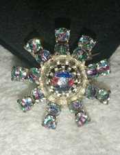 Atemberaubende Aurora Borealis Brosche 50er J. Tschech.Gablonz (A)