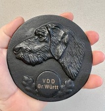 Große Medaille Deutsch Drahthaar Hund Plakette Guss Württemberg Züchter Jagdhund