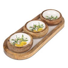 Tablett oval + 3 Schalen